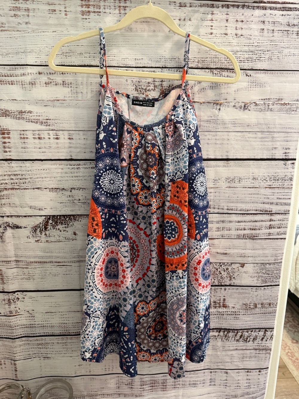 SHEIN Navy Orange Printed Mini Dress